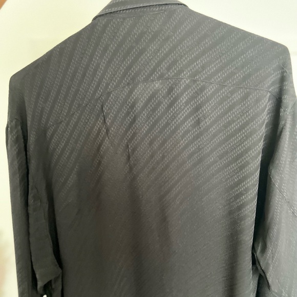 Givenchy Black Silk Stripe Loose Button Down Shirt Long Sleeve Sz Large - Picture 2 of 6